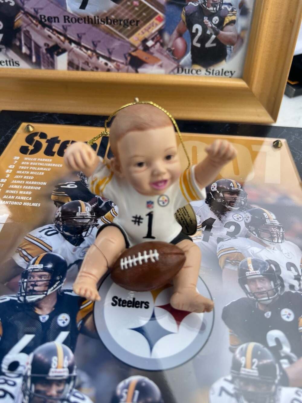 Ashton-Drake Pittsburgh Steelers Touchdown Steelers Baby Doll Ornament